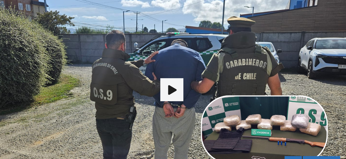Amplio operativo por homicidio en Puerto Varas: cae en Valdivia autor confeso, 3 mujeres, arma y droga