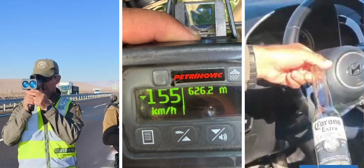 Detienen a sujeto por ir a 155 km/h y en estado de ebriedad en la Ruta 5 Norte: el máximo era 80 km/h