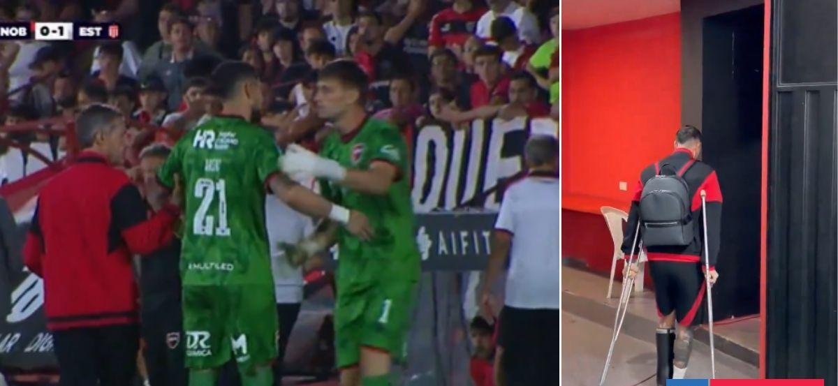Gabriel Arias se lesiona y sus propios hinchas lo llenan de pifias: se retiró en muletas del estadio