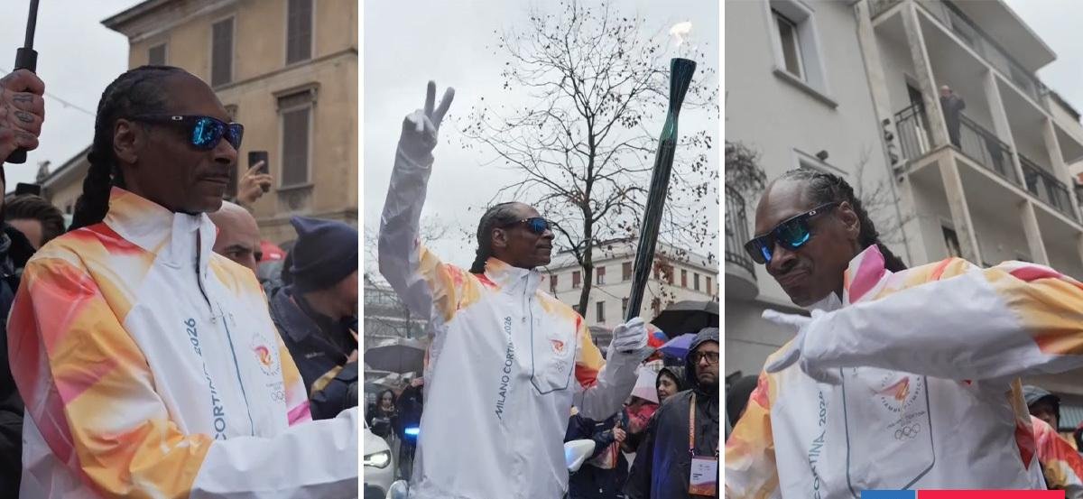 Rapero se paseó por Milán: Snoop Dogg porta la antorcha olímpica en previa de Milano-Cortina 2026