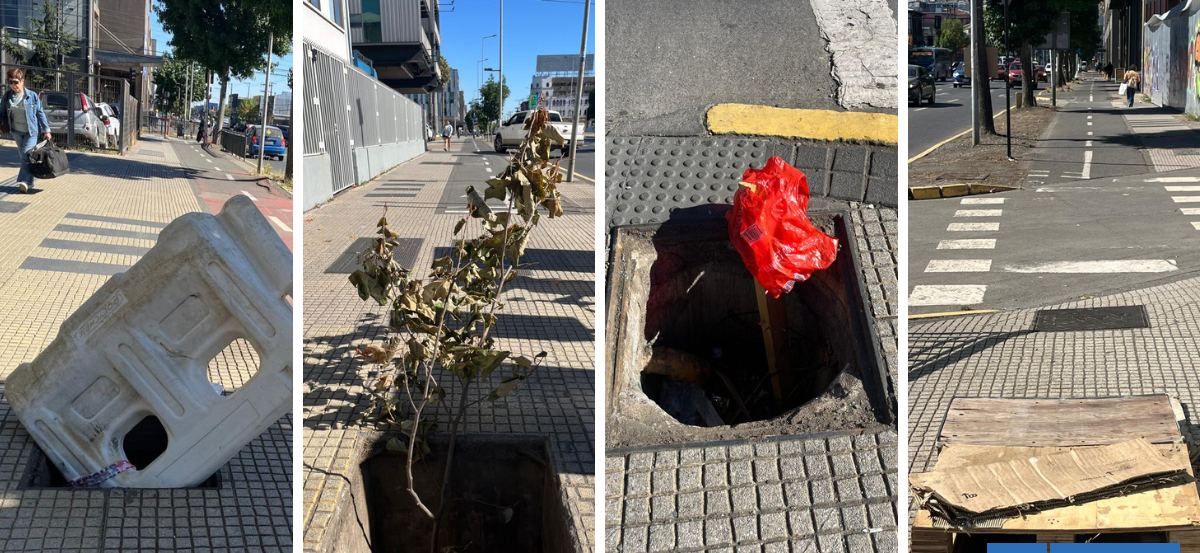 Alertan por robo de tapas de alcantarillado en Concepción: vecinos colocan objetos para evitar caídas