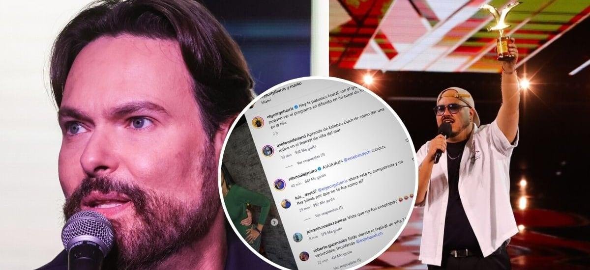Sin piedad y cobrándole por sus dichos: Chilenos colapsaron el Instagram de George Harris tras éxito de Esteban Düch en Viña