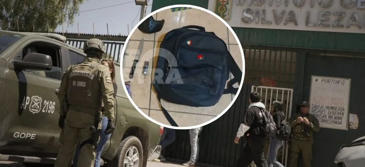 Alarmante imagen expuesta en pantalla: Revelan “arsenal” en la mochila del alumno que mató a inspectora en Calama