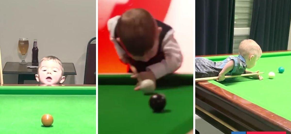 Un nuevo prodigio en el deporte: niño de dos años batió dos récord Guinness de billar