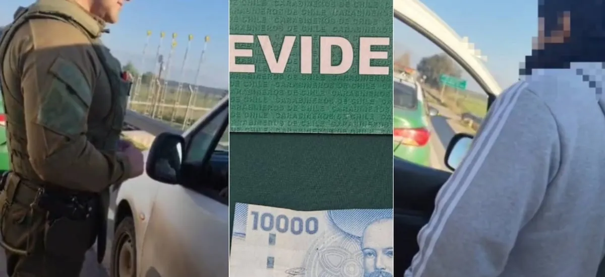 “¡Bájese! ¡Me mintió!“: graban a chofer extranjero que intentó sobornar a carabinero con $10 mil y lanzó insólita frase