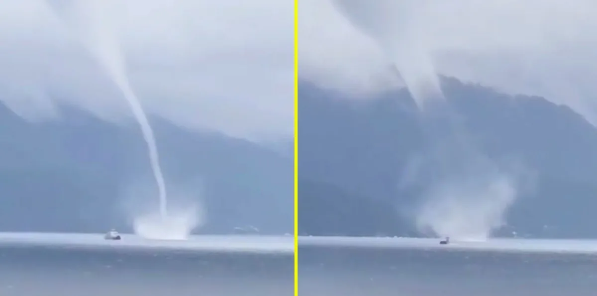Captan impresionante tromba marina frente a Puerto Montt