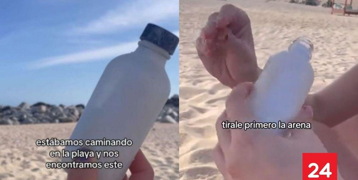 "Esto puede salir muy bien o muy mal": El impacto de dos amigas al abrir una botella tirada en la playa