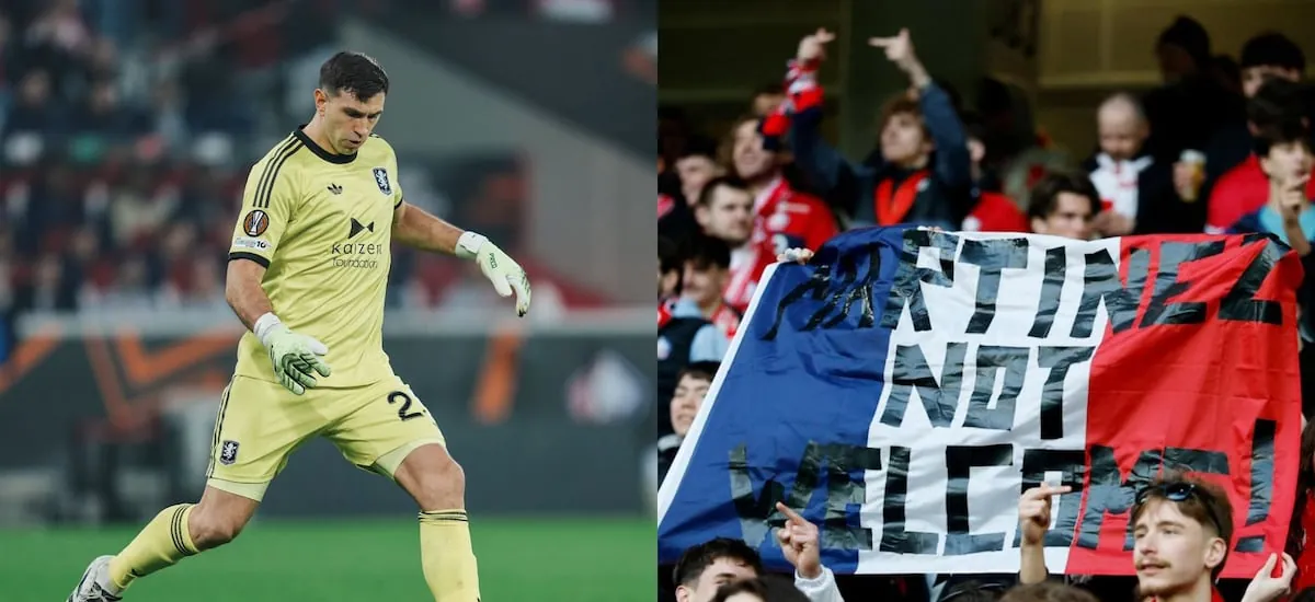 Pifias, insultos y banderas en su contra: el hostil recibimiento al Dibu Martínez en Francia