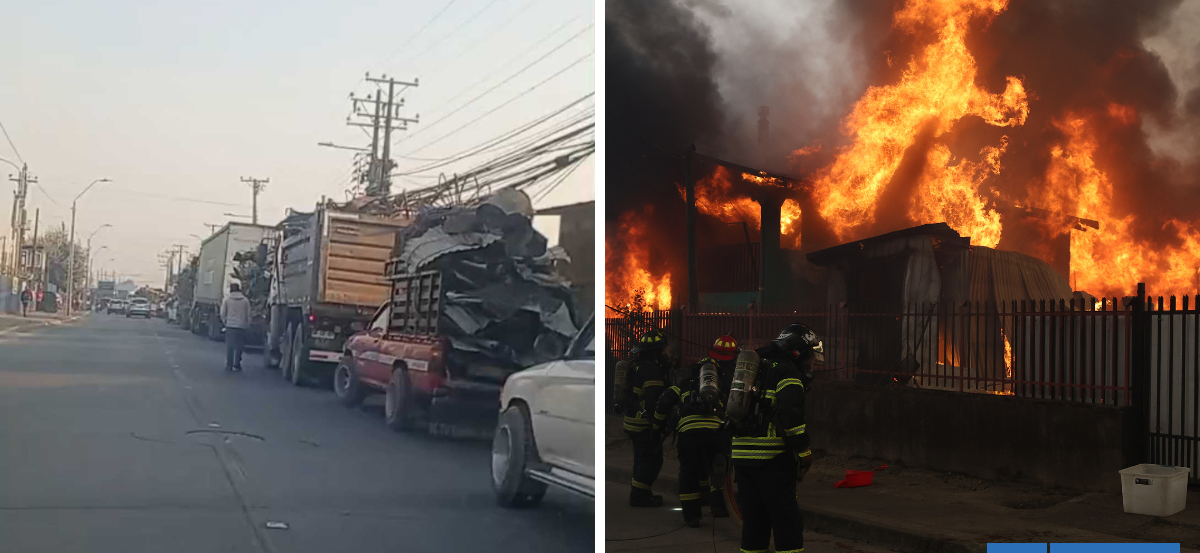 Reportan largas filas de camiones en Jaime Repullo de Talcahuano por venta de escombros tras incendios