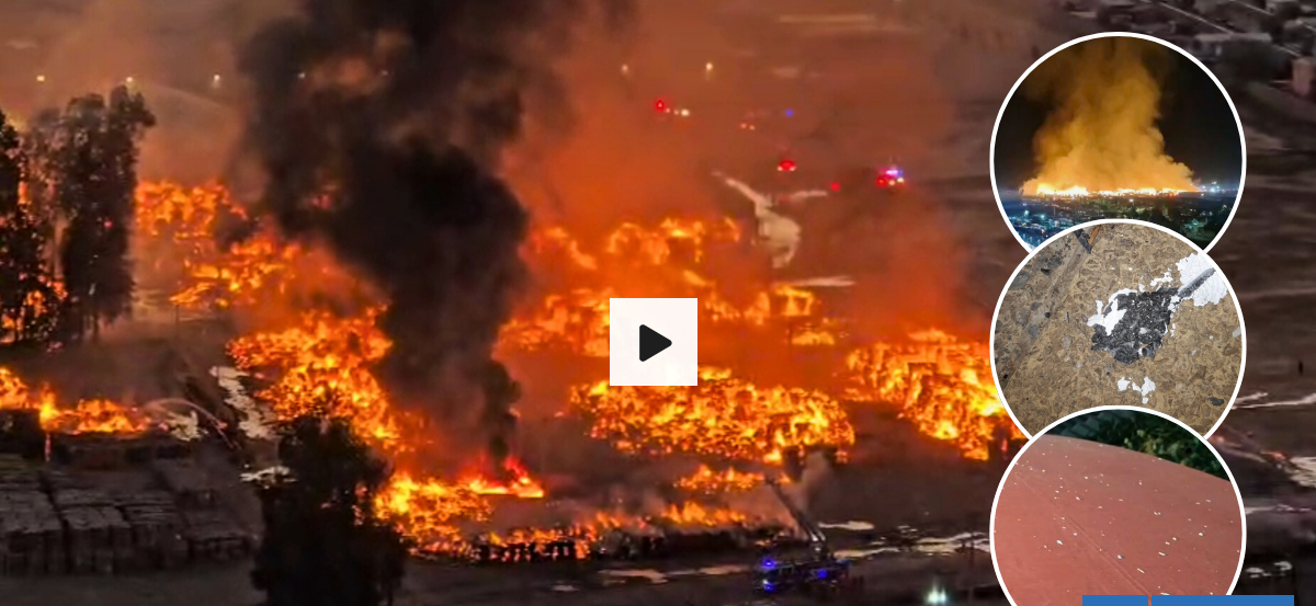 Vecinos registran "lluvia de cenizas" producto de gran incendio en papelera en Puente Alto