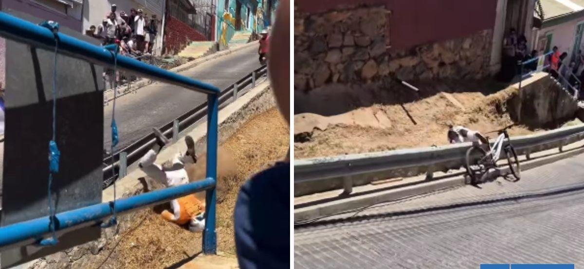 Así fue brutal caída de Camilo Sánchez en Valparaíso Cerro Abajo: colombiano terminó hospitalizado