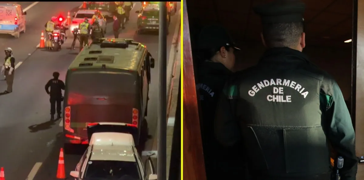 En plena autopista: Sujetos emboscan bus de Gendarmería e intentan liberar a 16 reos en La Cisterna