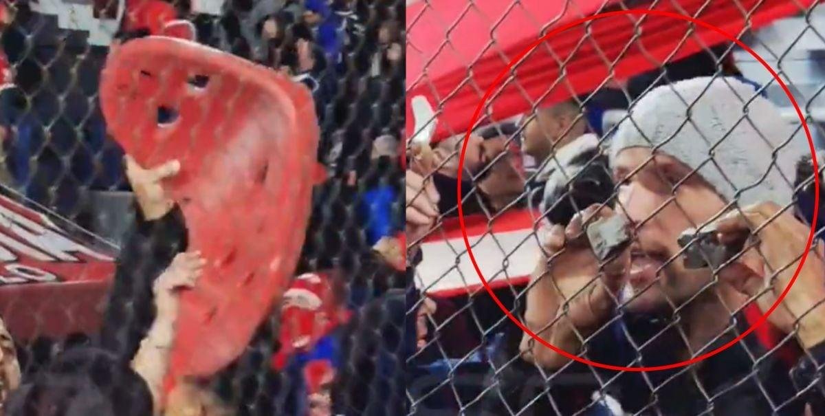 Hinchas de Independiente muestran qué les lanzaron desde el sector de la barra de la U