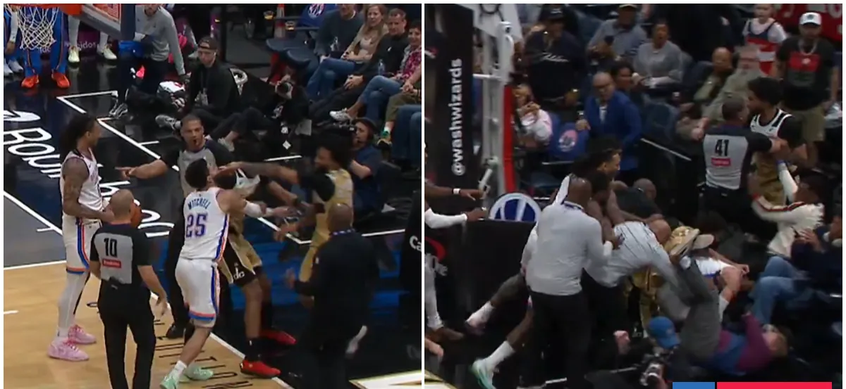 Empujones y agresión a camarógrafo: la pelea entre Thunder y Wizards en NBA que dejó cuatro expulsados