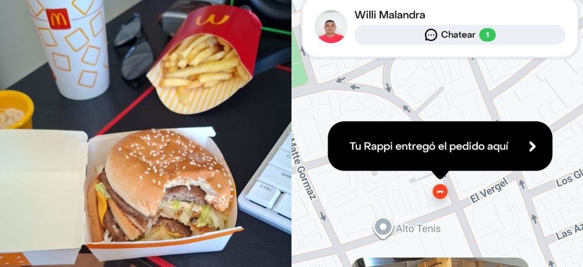 Bueno pa’l diente: repartidor de Rappi se comió la hamburguesa y las papitas de una clienta