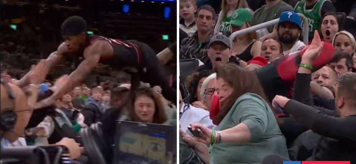 VJ Edgecombe le dio involuntaria patada en la cara a fanática: crack de NBA intentaba salvar jugada