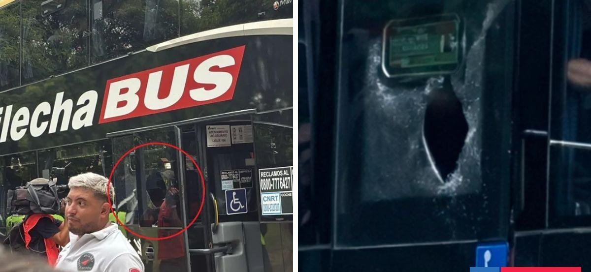 Bus de Estudiantes de Argentina fue atacado previo al clásico de La Plata: piedrazo casi golpea a DT