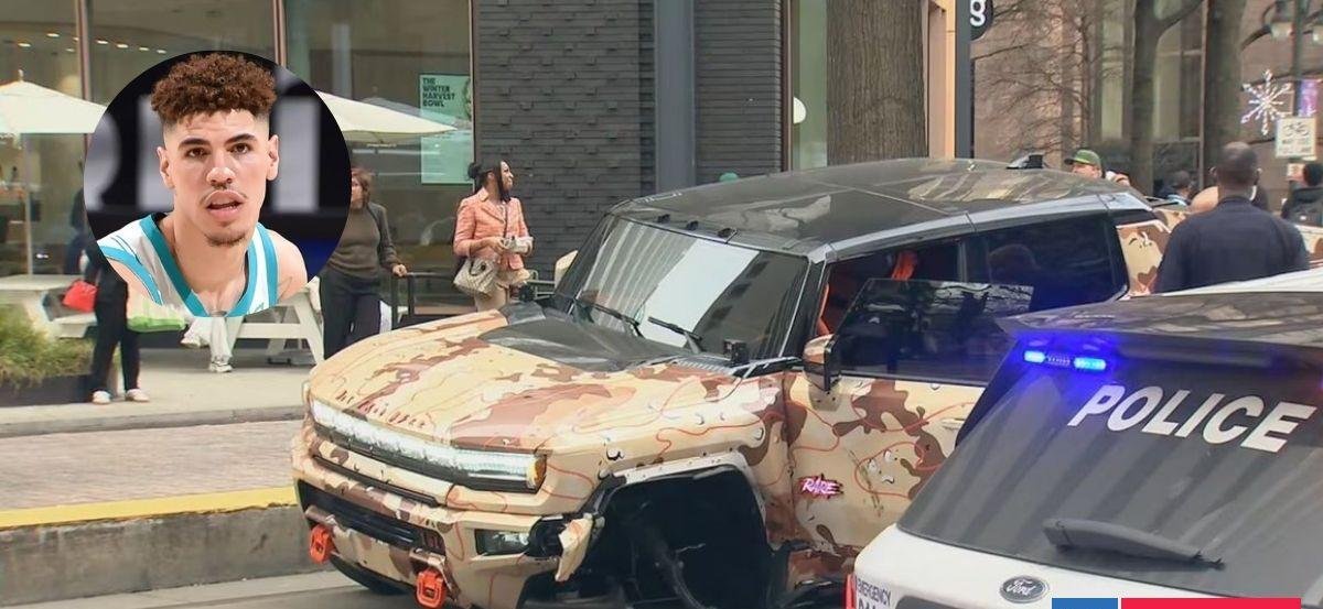 Crack de NBA LaMelo Ball ileso tras chocar su Hummer personalizado en medio de receso por All Star