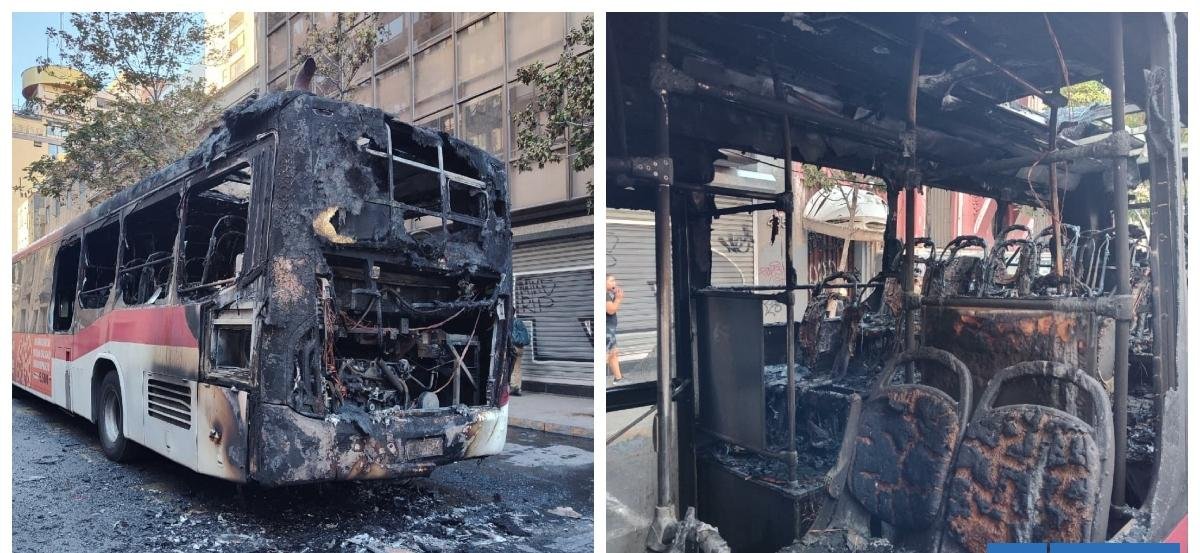 Falla mecánica provoca incendio en un bus RED en pleno centro de Santiago: pasajeros fueron evacuados