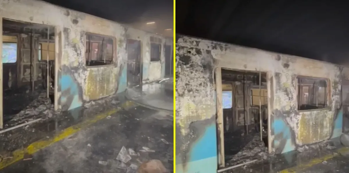 Así quedó el vagón que se incendió en Metro: Emergencia obligó a cerrar seis estaciones de la Línea 5