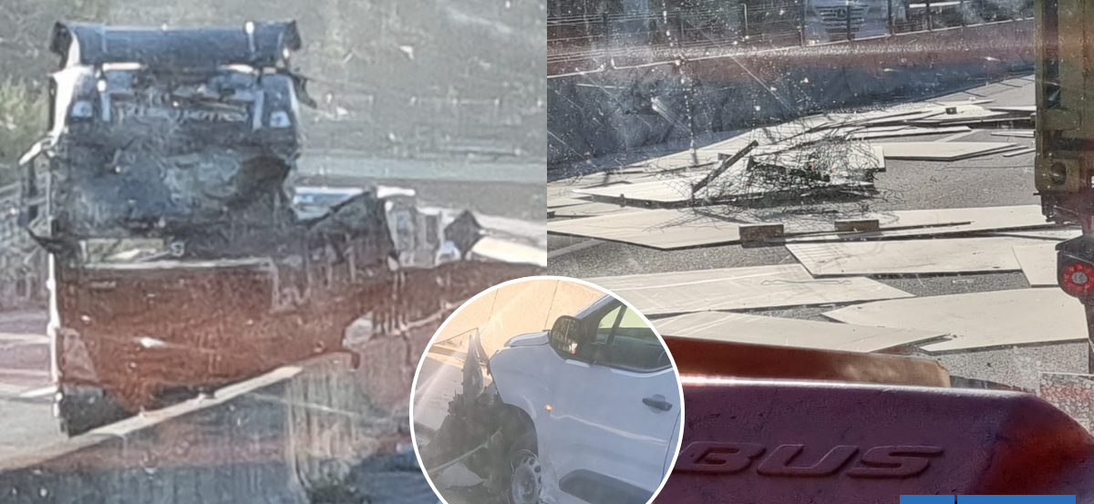 Camión choca contra barrera de contención en ruta Cabrero-Concepción: caída de carga afectó a un auto