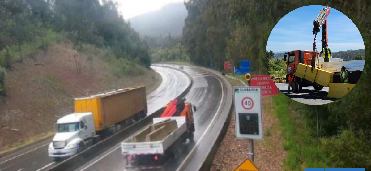 Concesionaria se querella por robo de barreras new jersey en Lota: camión municipal participó de hurto