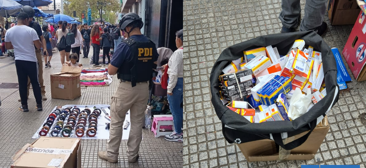 Cinco detenidos por venta ilegal de fármacos en la calle: PDI incautó más de 9 mil dosis en Santiago