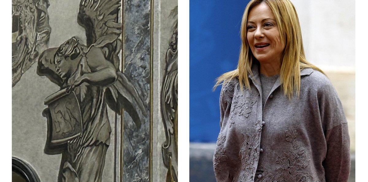 Vaticano le hizo la cruz al "ángel con cara de Meloni" que apareció en una iglesia de Roma