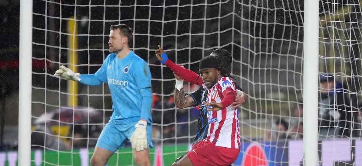 Club Brujas rescata un empate como local ante Atlético de Madrid en uno de los partidazos de la Champions