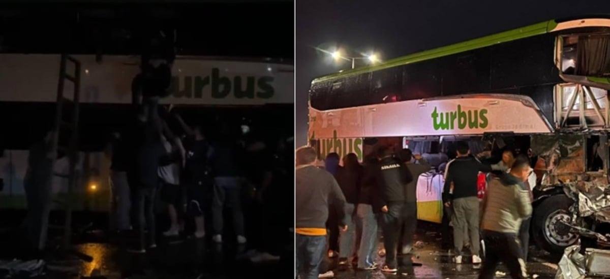 “¡Mantengan la calma!“: fuertes imágenes tras fatal choque entre bus de pasajeros y camión en la Ruta 5 Sur