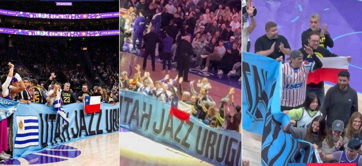 Chilenos, uruguayos y argentinos: Utah Jazz homenajeó en cancha a su barra sudamericana