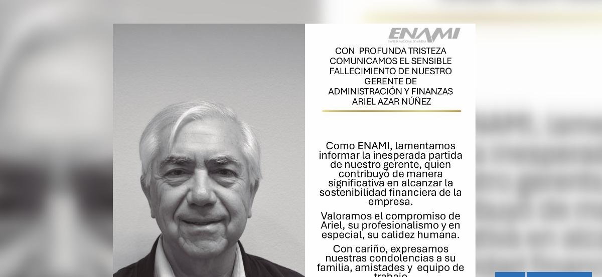 Por inesperado deceso de un gerente, la estatal Enami informa la designación interina para el cargo